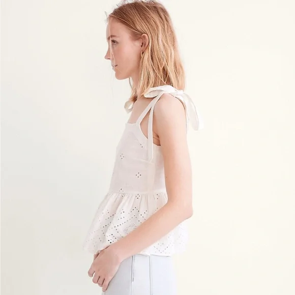 NWT Madewell Rosalie Tie-Strap Top in Geo Eyelet - Picture 3 of 8